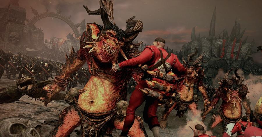 Один из ранних скриншотов игры Total War: Warhammer с изображением эпичной битвы