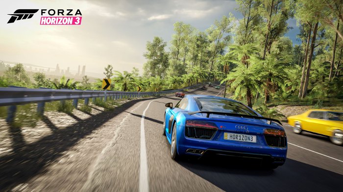 Изображен автомобиль из игры Forza Horizon 3