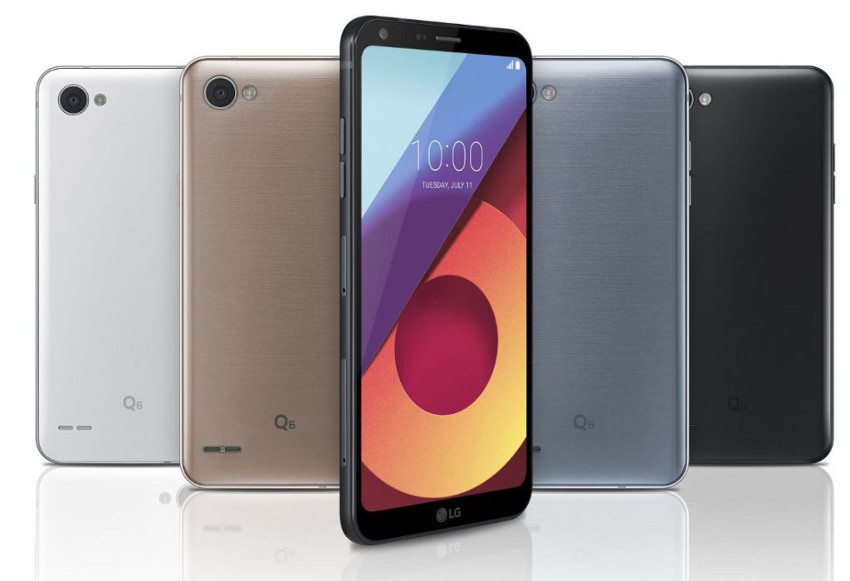 Вся цветовая гамма смартфона LG Q6+, который так же можно купить за 15 000 рублей