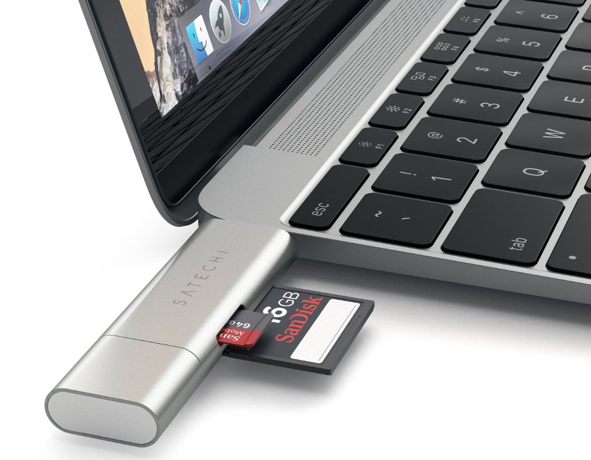 Satechi Aluminum Type-C USB 3.0 and Micro/SD Card Reader Silver (ST-TCCRAS)