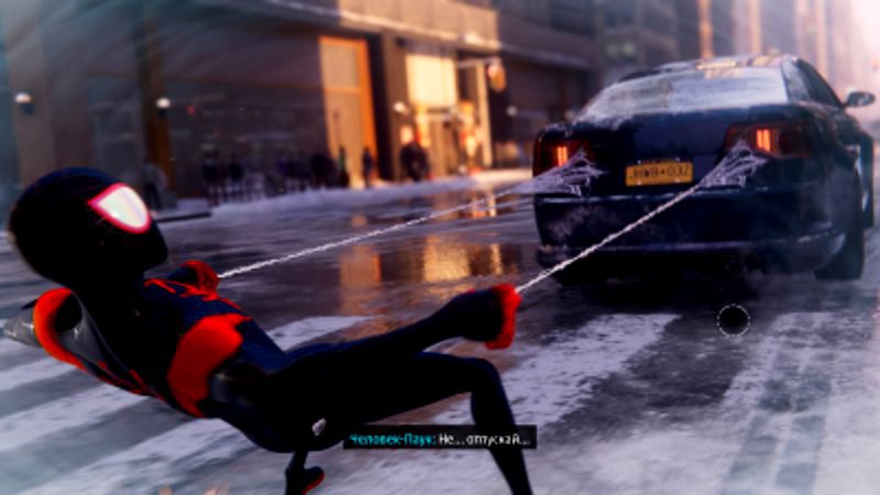 Скриншот с бликами на льду из игры Spider-Man: Miles Morales 