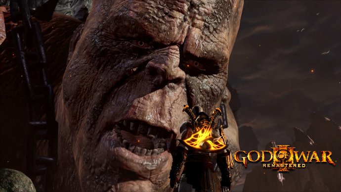 Кратос - главный герой эксклюзивной серии God of War лицом к лицу с атлантом