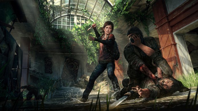 Арт игры The Last of Us. Элли пытается спасти Джоела.